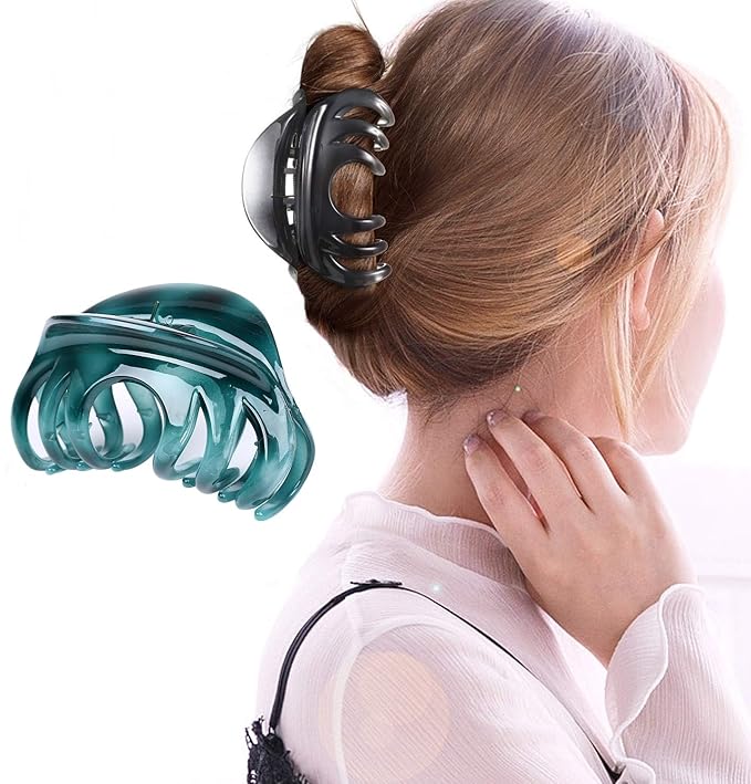 Premium Hair Claw Clips For Thick Hair, Strong Holding Power Claw Hair Clamps Delicate Hair Grip for Women and Girls (Lake Green - 1pcs)