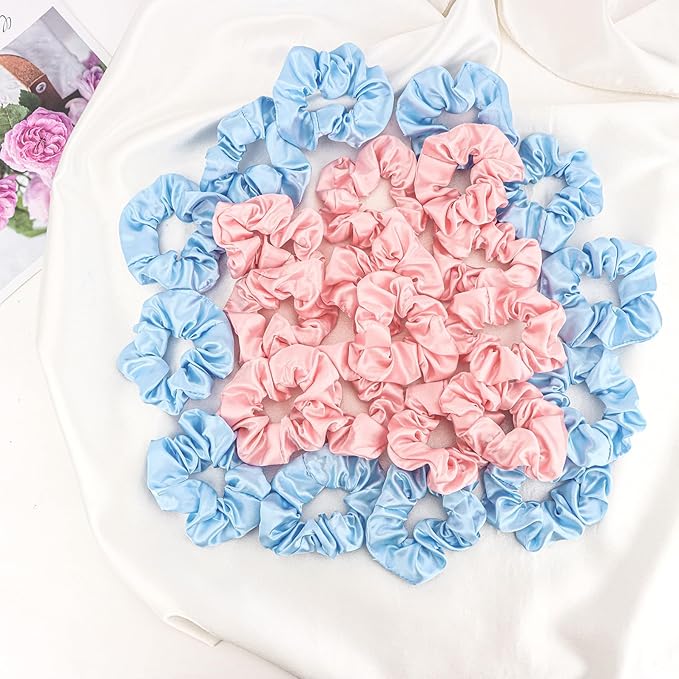 Silk Satin Scrunchies for Women Girls 24 PCS Hair Scrunchies Silk Satin Hair Ties for Thick Hair Bulk Hair Ties Hair Accessories