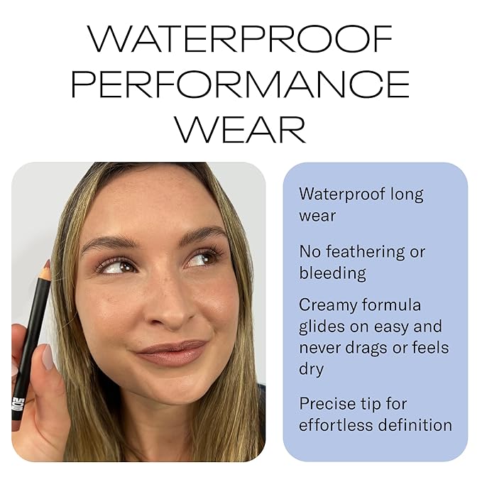MOB Beauty Smooth Precision Waterproof Lip Liner, M1990 Cool-Toned Neutral, 100% Natural Formula Long-Wearing Lip Pencil, Plastic-Free, Vegan, Cruelty Free