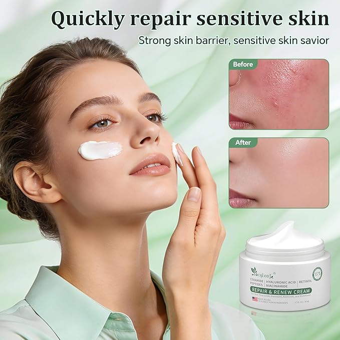 Barrier-Repair Moisturizer for Sensitive Skin - Formulated with Niacinamide, Ceramides, and Hyaluronic Acid - Soothes Redness, Minimizes Pores, and Brightens Dull Skin - Made in the USA - 1.7 fl oz