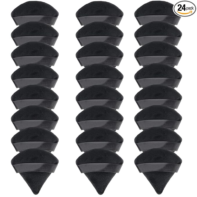 24 Pieces Triangle Powder Puff, Washable Cotton Face Makeup Puff for Loose Powder Body Cosmetic Foundation Sponge Makeup Tool (24Black)