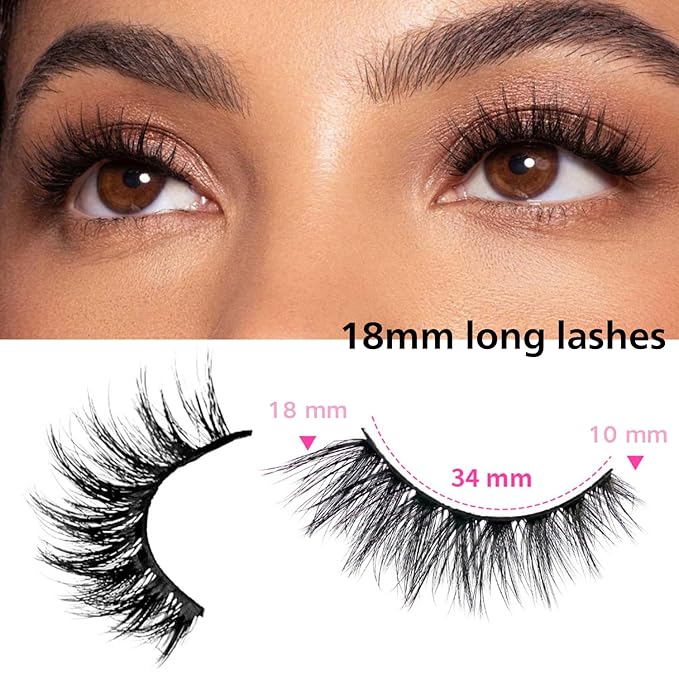 Azenlo False Eyelashes 48 Pairs Faux Mink Lashes 10-18mm Wispy Lashes 3D Fluffy Cat Eye Lashes Pack Bulk Wholesale Strip Long Lashes(style 48-036)