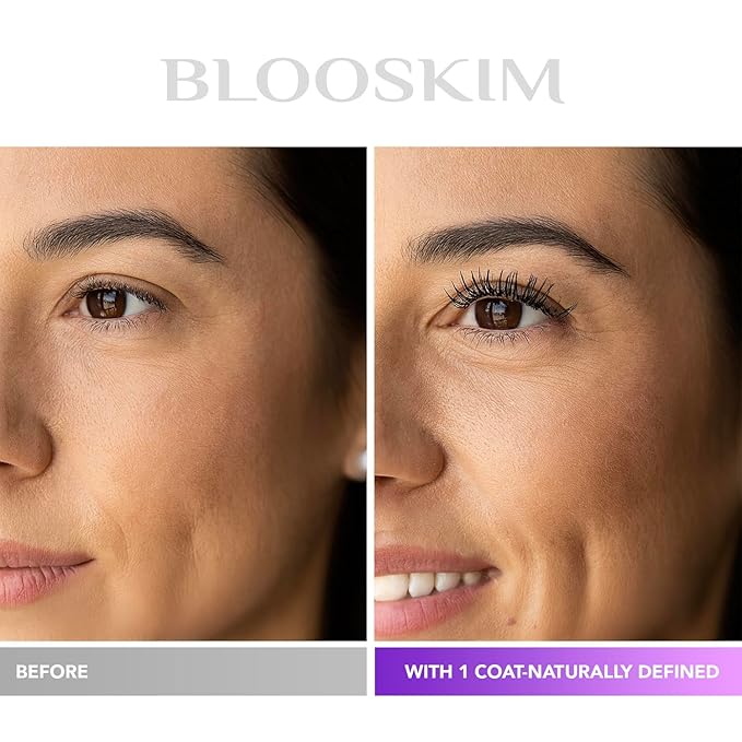 Blooskim Mascara for Older Women 60 Plus: Black Prime Lash Mascara - Prime Mascaras for Mature Women Makeup - Hypoallergenic Non-Clumping Formula for Sensitive Eyes, 5.5g - 2Packs
