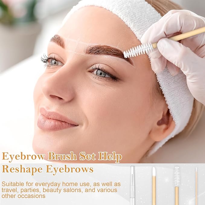 230 Pcs Brow Lamination Supplies with Plastic Box Wooden Micro Eyebrow Brush Spoolies Disposable Lip Applicators Eyelash Brush Mascara Wands Micro Swabs Brow Lamination Kit for DIY Eyelash Lift