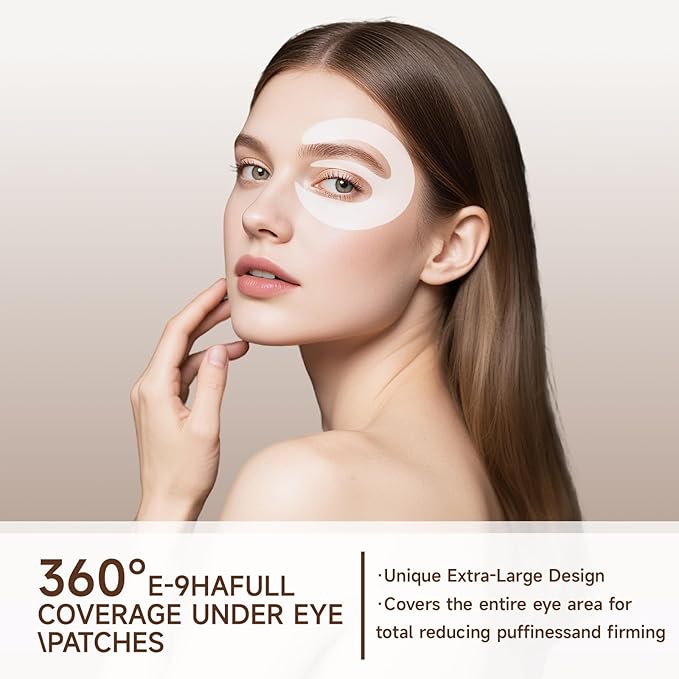 2% Caffeine 360° Full Eye Lift Mask (8 Pairs) - Bio-Collagen & Hyaluronic Acid Eye Patches for Dark Circles, Puffiness & Wrinkles - Hydrating Anti-Aging Overnight Eye Mask for Sensitive Skin