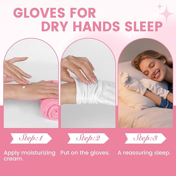 20 Pcs White Cotton Gloves for Dry Hands, Soft Overnight Moisturizing Gloves for Eczema & Dry Skin, Stretchable Lotion Spa Gloves for Men Women, Cotton Gloves for Coin Jewelry Silver Handling