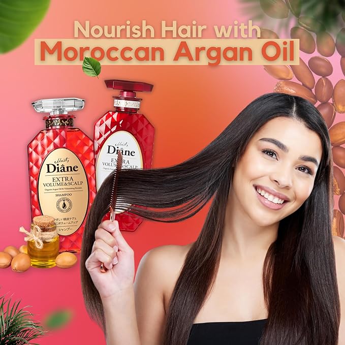Moist Diane Thickening Shampoo and Conditioner for Fine Hair, Anti Thinging Shampoo & Conditioner for Women with Argan Oil, Keratin from Japan, Dry Scalp Shampoo & Conditioner 30.4Fl Oz VOLUME& SCALP