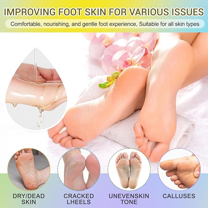 16 Pack Moisturizing Foot Mask,Hydrating Foot Masks for Dry Cracked Feet,Soothing Dry Skin Moisturizer Socks for Baby Soft Feet,Teacher Appreciation Gifts,Foot Care Spa Gifts for Women Men(4 Styles)