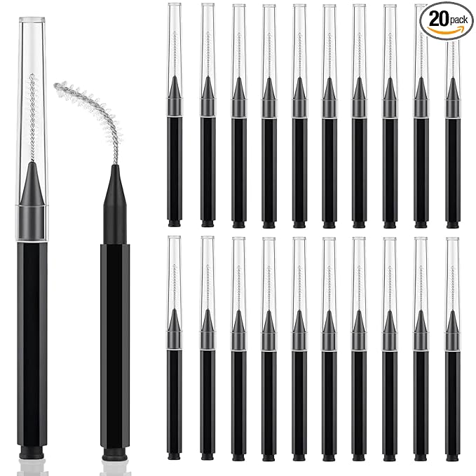 20 Pcs Micro Eyebrow Brush, Eyebrow Spoolie Brow Lamination Brush Spoolies for Eyebrows Eyelash Brushes Lash Lift Tool for Eyebrows and Eyelashes Extensions, Black