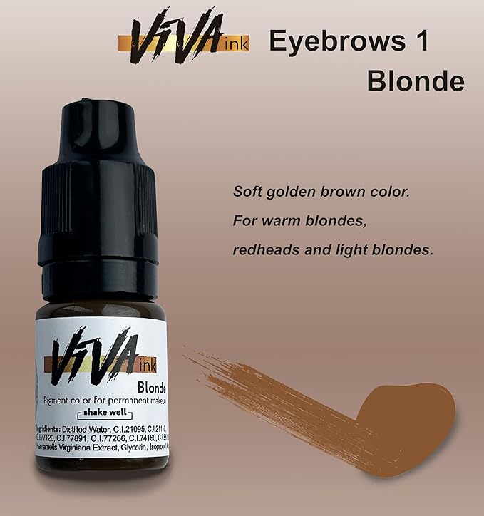 Eyebrow Permanent Makeup Ink Blonde Long Lasting Permanent Pigment for Microblading Saturated and Natural Colored Ink for Eyebrow Tattoo (0.2 oz)