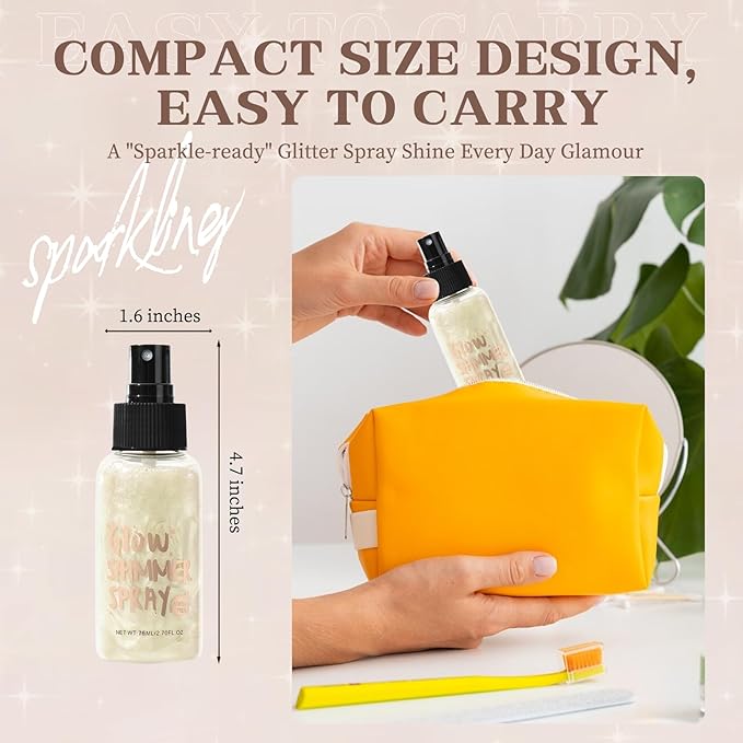 Body Glitter Spray, Body Shimmer Spray Quick Drying Body Glow Shimmer Long-Lasting Shiny Glitter Spray for Women Men for St. Patrick's Day, Party, Concert 2.6 Fl Oz. (Light Green)
