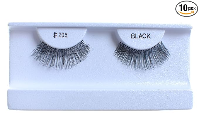 10 Pairs 100% Human Hair False Eyelashes Natural Black #205