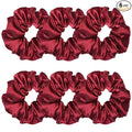 Sufermoe 6 Pcs Satin Silk Hair Scrunchies, 4.5 Inch, Wine Red, Soft Hair Ties, Hair Bands and Ponytail Holders for Women and Girls