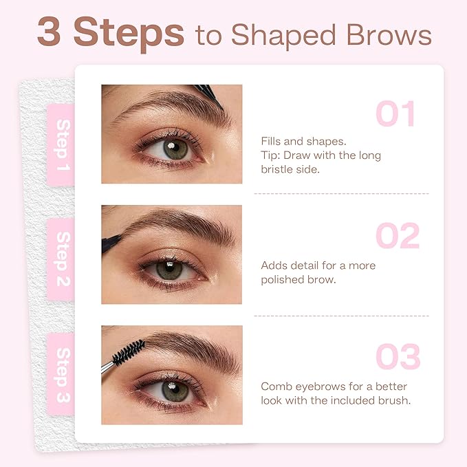 CALAILIS Eyebrow Pencil for Women - 2-in-1 Eyebrow Pen with Dual-Ended Microblading 4D Fork Tip & Ultra-Fine Eyeliner Tip, Create Natural Fuller Hair-Like Waterproof Brow Pencils (Black)