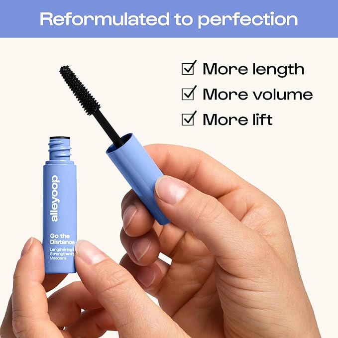 Alleyoop Tubing Mascara Black – Lengthening Mascara Tubing Formula, Smudge Proof for Sensitive Eyes, Clean Vegan Lash Definition, Biotin Peptide Infused, Mini 4 mL