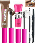 Waterproof Tinted Brow Gel Kit-Brunctte Thickening Eyebrow Mascara Gel & Clear Setting Brow Glue, Brow Filler Dye Brow Gream,Long Lasting Eye Makeup for Women,Light Medium Dark Brown-Set 06