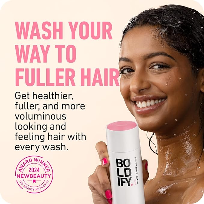 BOLDIFY Thickening Shampoo - Rice Water for Thinning and Oily Hair - Volumizing Shampoo for Fine Hair, Weightlessly Removes Excess Oil - 8oz