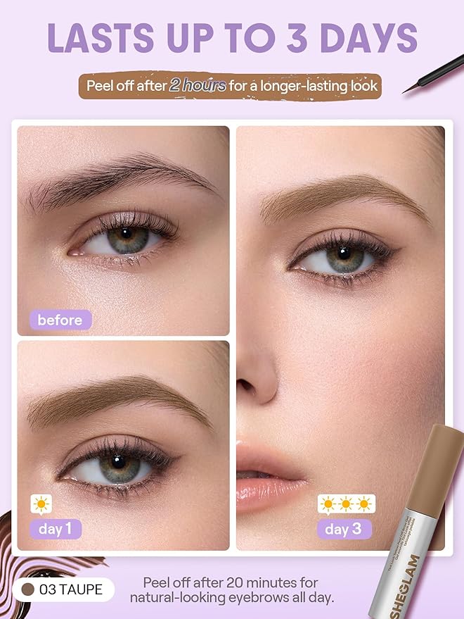 SHEGLAM Tint Lock Tattoo Peel off Brow Gel - Taupe Eyebrow Color