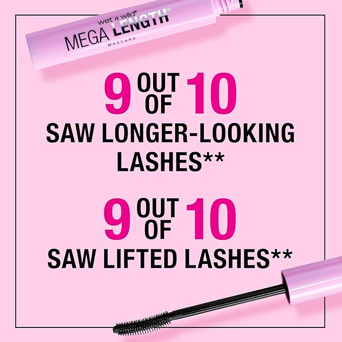wet n wild Mascara - Lengthening, Vitamin E Enriched, Precision Comb Brush, Cruelty-Free, Gluten-Free, Sulfate-Free & Vegan - Very Black