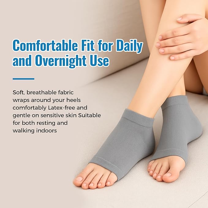 2 Pairs Moisturizing Gel Toeless Socks for Dry Feet Cracked Heel Stick Repair Treatment Women Hydrating Foot Spa Moisture Softens Reusable Pedicure Sock