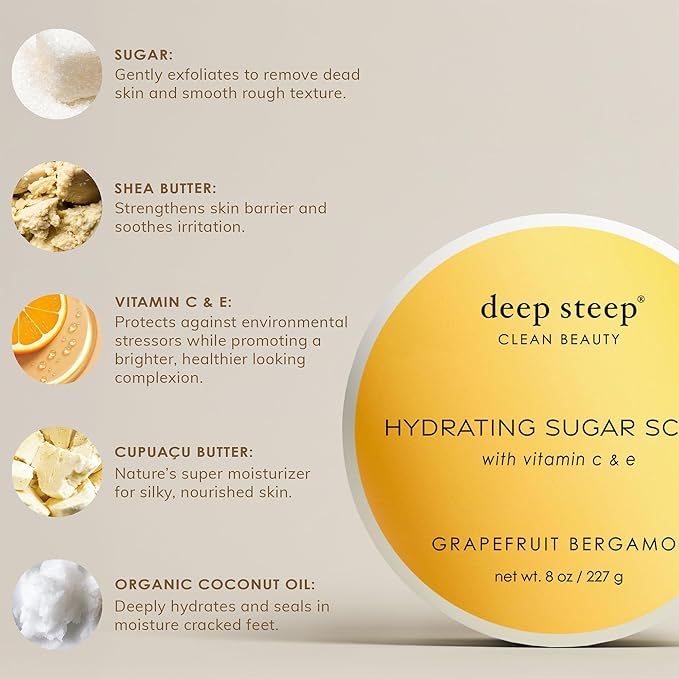 Deep Steep Sugar Scrub, Grapefruit Bergamot, 8 Ounce