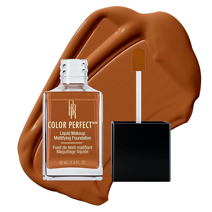 Black Radiance Color Perfect Liquid Full Coverage Foundation Makeup, Deep Amber, 1 Ounce