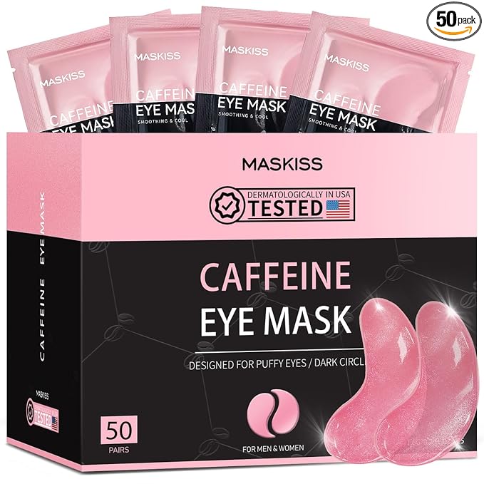 Maskiss Under Eye Patches (50 Pairs), Caffeine Eye Masks for Dark Circles Puffy Eyes Undereye Bags, Collagen Eye Patches for Wrinkles and Puffiness, Skin Care Gift for Her