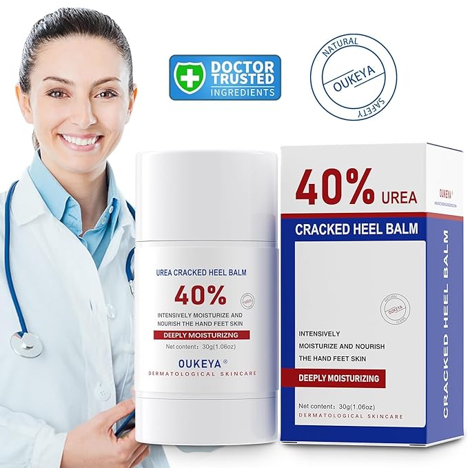 OUKEYA Urea Cream Stick 40% – for Dry, Cracked Heels & Rough Skin on Feet and Hands, 40 Percent Urea Lotion for Feet Maximum Strength,1.06 oz (2 Pack)