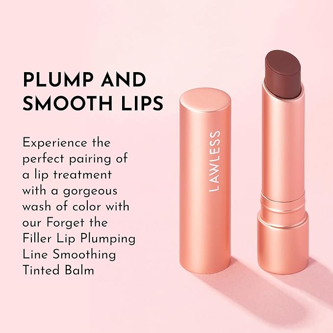 LAWLESS Women's Forget the Filler Lip Plumping Line Smoothing Tinted Balm, Amaretto, 0.09 Ounce