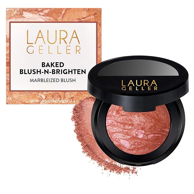 LAURA GELLER NEW YORK Baked Blush-n-Brighten for Mature Skin - 05 Pink Grapefruit - Powder Blush Won't Settle into Fine Lines - Buildable Natural Finish – Longlasting Formula - Made in Italy