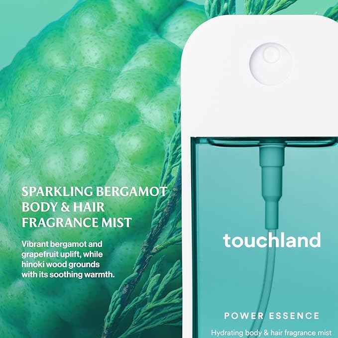 Touchland Hydrating Body & Hair Fragrance Mist – Sparkling Bergamot – 2 FL OZ Travel Size Perfume Spray – Notes of Ripe Bergamot, Fresh Grapefruit, and Warm Hinoki