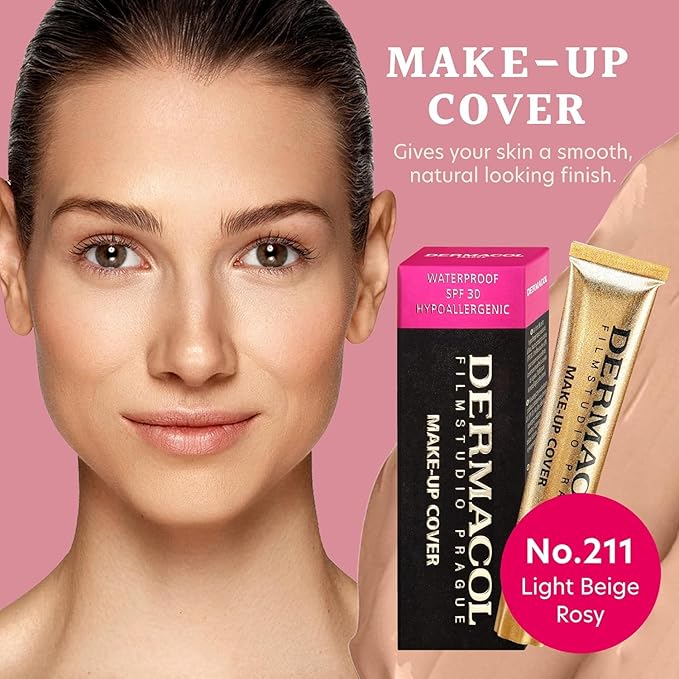 Dermacol Mini Full Coverage Foundation 13g, Liquid Matte Makeup with SPF 30, Waterproof Foundation for Oily Skin, Acne & Under Eye Bags, Long-Lasting Makeup Products Shade - 211