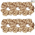 Sufermoe 6 Pcs Satin Silk Hair Scrunchies, Light Brown 4.5 Inch Elastic Hair Ties for Women and Girls - Versatile Hair Accessories for Ponytails, Buns, and Different Hairstyles