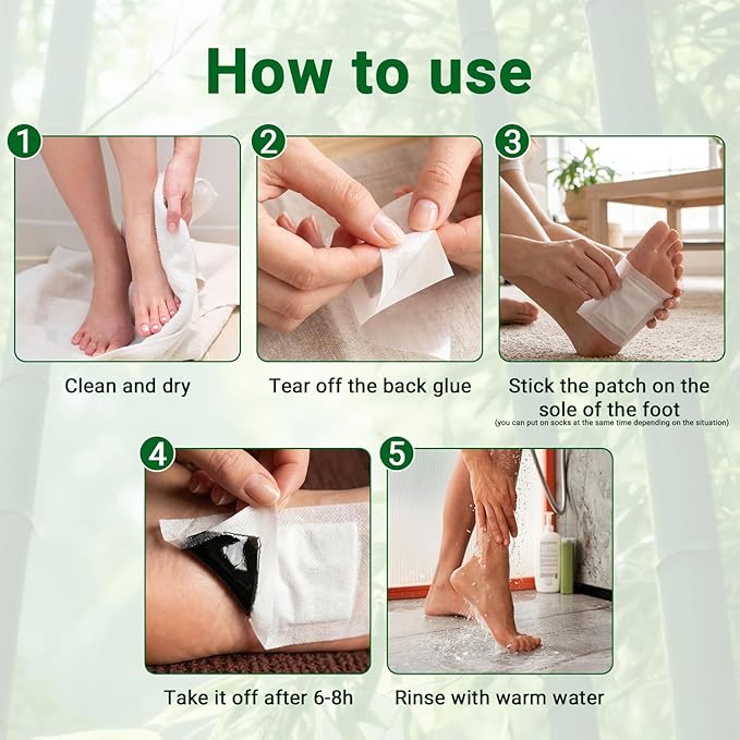 Deep Cleansing Foot Patches, Natural Ingredients for Food Care, Bamboo Vinegar & Ginger Oil, Goodnight Foot Pads, Helps Reduce Foot Odor, Sleep Better, Remove Tension, Fragrance-Free Type, 30 Pieces
