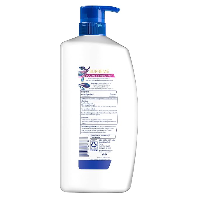 Head & Shoulders Supreme Sulfate-Free Conditioner with Argan Oil, with 1% Pyrithione Zinc, Anti-Dandruff Treatment, Soothe and Strengthen Hair and Scalp, 28.2 fl oz (Pack of 4)