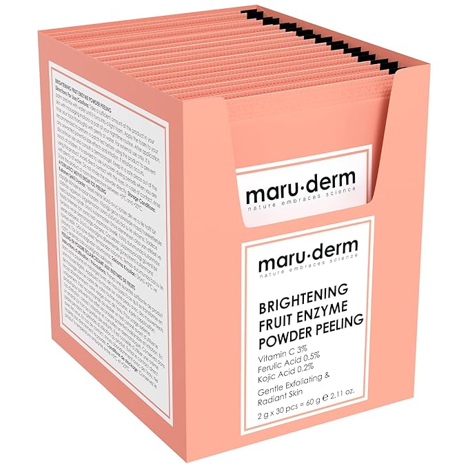 Maruderm Brightening Fruit Enzyme Powder Peeling - Gentle Exfoliating Face Cleanser for Dark Spots with Vitamin C - Uneven Skin Tone & Brighter Looking Skin - Powder Formula for Easy Use - 60g