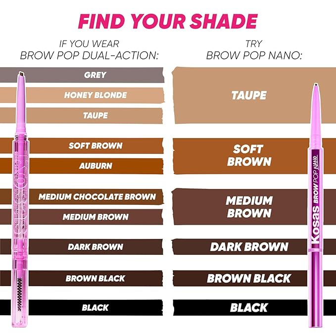 Kosas Brow Pop Eyebrow Pencil – Brow Pencil with Spoolie, Dark Brown