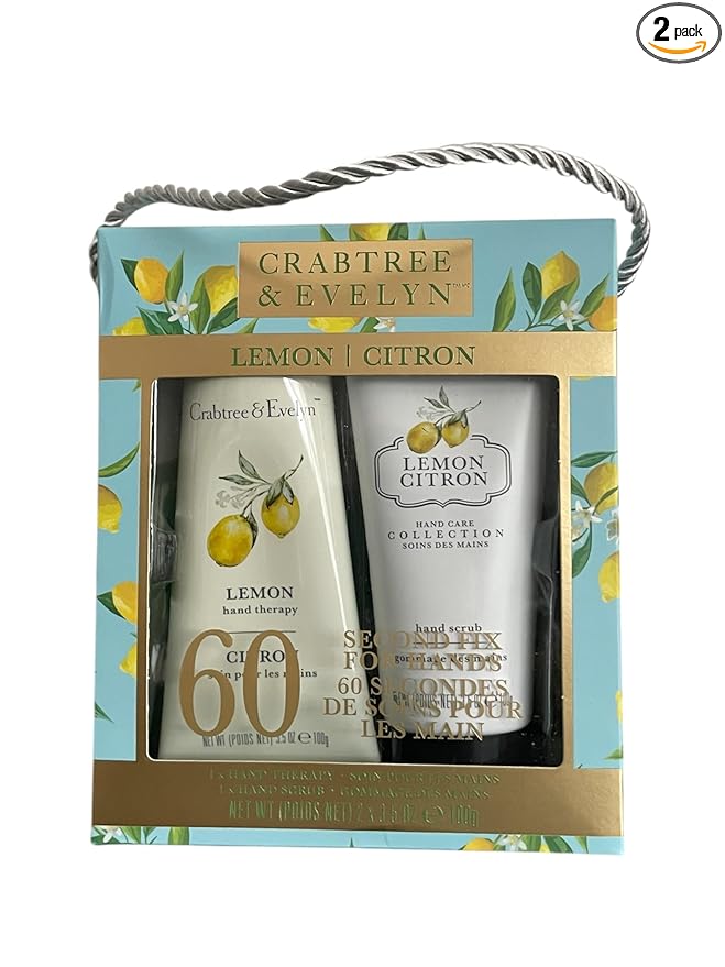 Crabtree & Evelyn Lemon Citron Hand Therapy Cream and Hand Scrub Set, 3.5oz EACH