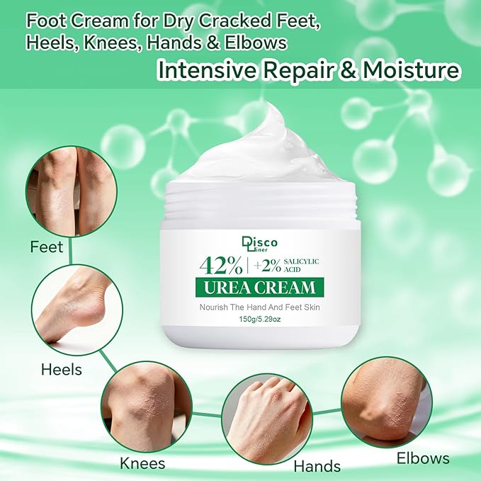 Professional 42% Urea Cream for Feet, Intense Moisturizer for Extremely Dry, Cracked Heels & Rough Skin, Callus Remover, Foot Softener Treatment, Safe Cracked Heel Repair