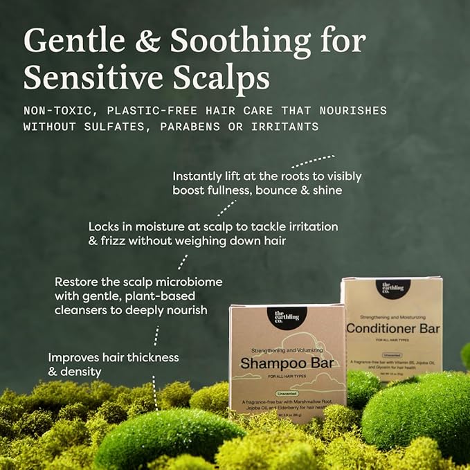 The Earthling Co. Gentle Fragrance-Free Shampoo for Sensitive Scalp & Sensitive Skin - SLS, Sulfate, Silicone, Paraben Free - Made in USA (Unscented Shampoo, 3oz)