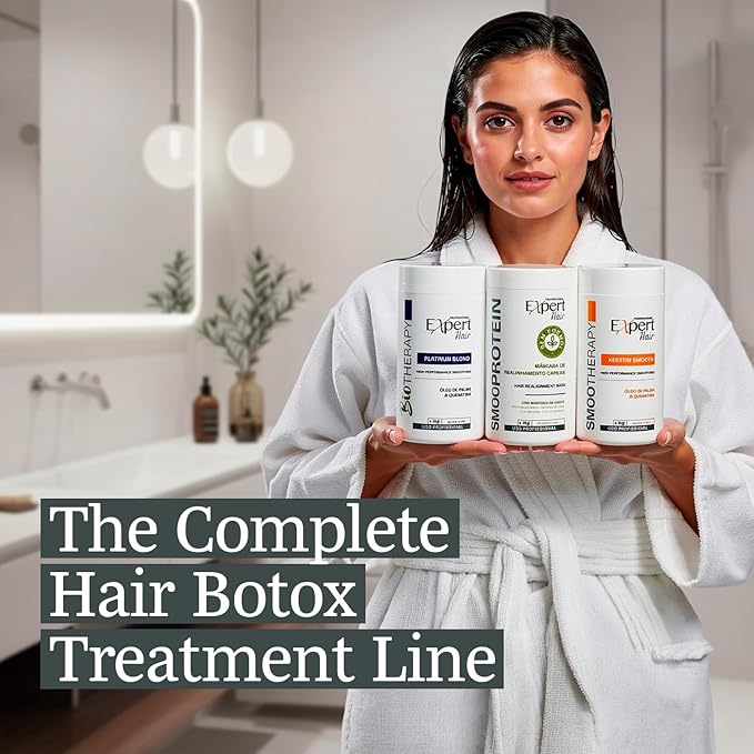 Expert Hair Botox Kit - Anti-Frizz, Thermo-Active, Natural Look, Queratina para El Cabello, 2x 1kg/35.3 oz, For All Hair Types and Textures, Cream, B-tox kit (Smooth + Bio)