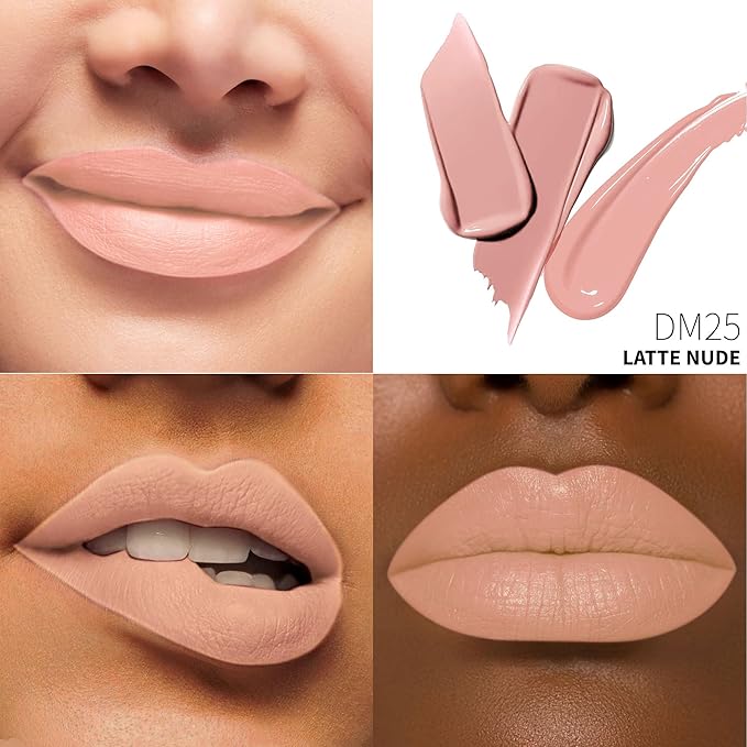Depuplum Apricot Nude Lipstick Matte for Women Nude Long Lasting Lipstick Smudgeproof Liquid Lipsticks Cruelty Free Lip Makeup for Mother's Day,DM25 LatteNude
