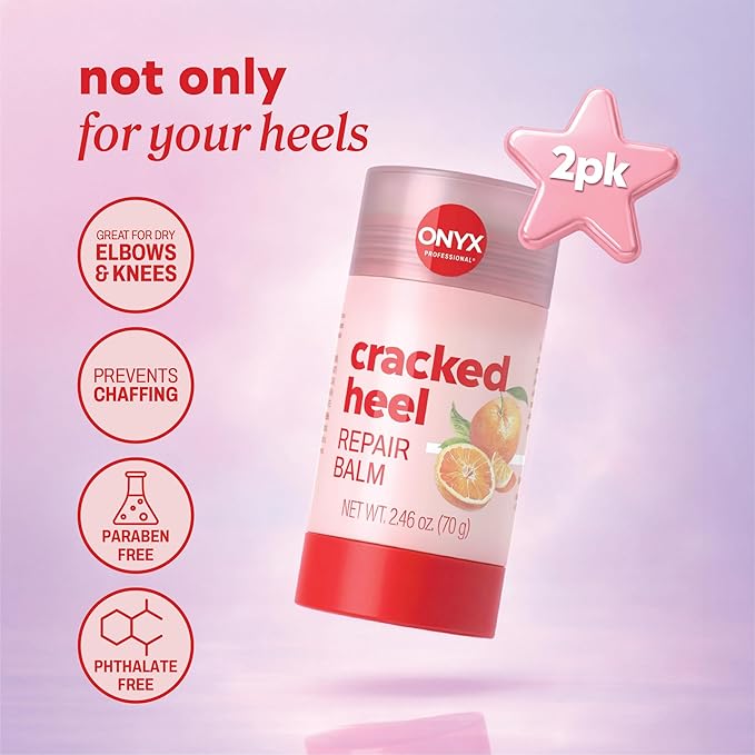 Onyx Professional Cracked Heel Repair Balm Stick for Dry Cracked Feet Treatment, Orange Scent, 2 pack - Moisturizing Foot Balm, Rolls On, Cracked Heel Treatment