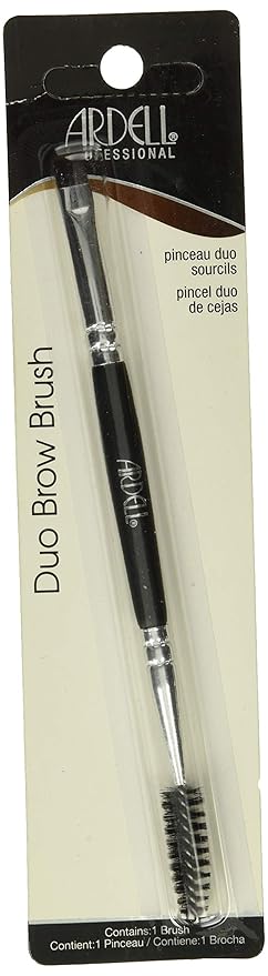 Ardell Duo Brow Brush Grooming Tool, 2-In-1 Angled Eyebrow Brush with Spoolie, for Natural Looking Brow