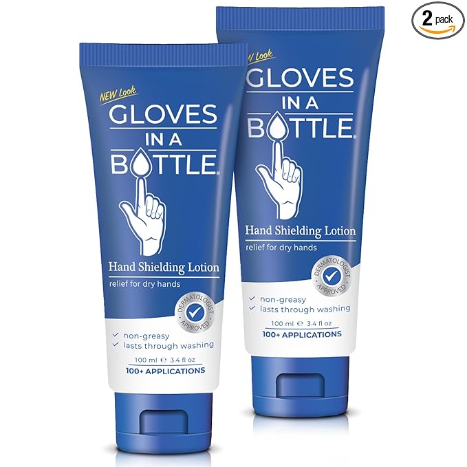 Gloves In A Bottle Shielding Lotion Tube 3.38 oz – TSA-Approved Travel Size Hand Cream for Nurses, Healthcare Workers, Dry & Cracked Hands – Deep Hydration Lotion, Skin Barrier Repair | 2-Pack