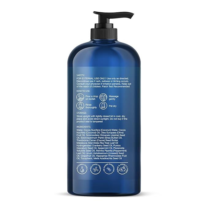 Botanic Hearth Tea Tree & Mint Body Wash, 16 fl oz | Refreshing Body Cleanser with Tea Tree Oil & Mint, Moisturizing Formula, Gentle Daily Use Shower Gel, Fresh Scent, Suitable for Men & Women