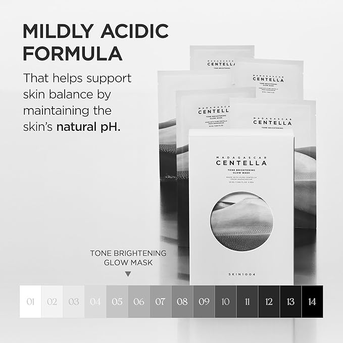SKIN1004 Tone Balancing Mask, Face Mask Skincare for Uneven Skin Tone, Facial Sheet Mask for Radiant Skin Glow, Hydrating Face Mask with Madagascar Centella, Korean Skin Care, 0.84 fl oz / 25ml * 5ea