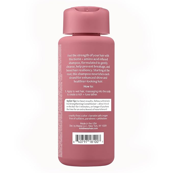 Kristin Ess Biotin Shampoo - Sulfate Free + Color Safe - Promotes Healthy Hair Growth, Strengthens + Nourishes Dry Damaged Hair - Anti-Breakage Fortifying Biotin Repair Shampoo for Volume - Vegan