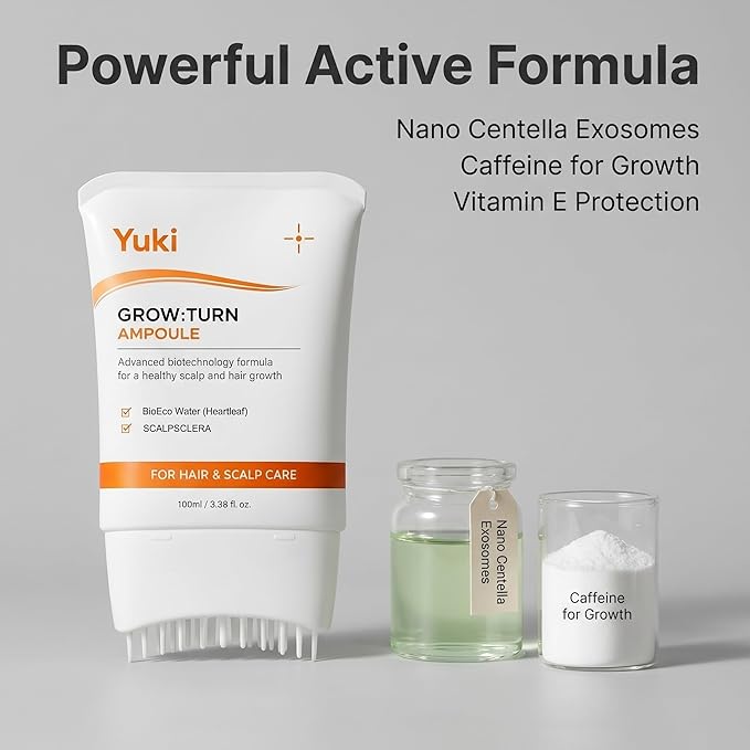 Yuki Hair Growth Serum With Built-In Scalp Brush, Heartleaf-Derived Exosomes To Revitalize, Scalp Serum For Hair Growth, Stronger Healthier Roots, Lightweight, Non-Greasy Feel