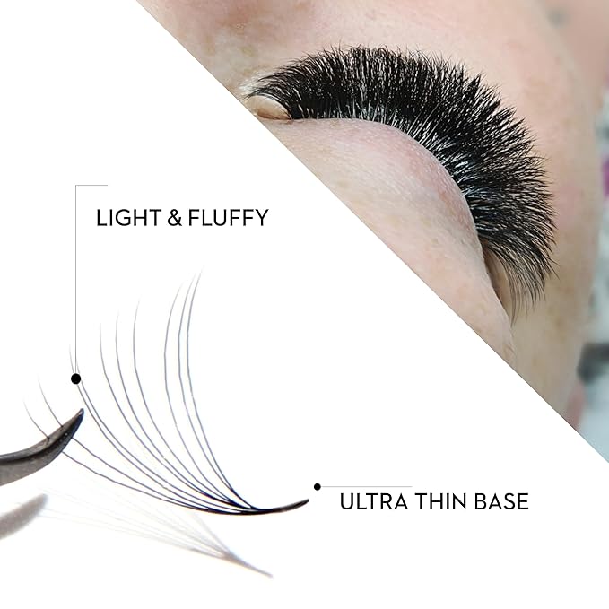 One V Salon Pro 10D Promade Loose Fans, 1000 Premade Mega Volume Lash Fans | C Curl | 0.05 mm | 8–15 mm Mixed Lengths | Thin Base, Hand-Crafted Eyelash Extensions (10D-0.05-C-Curl)